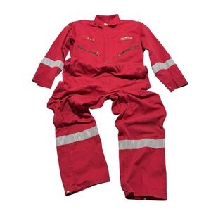 RED KAP TEAM HALLIBURTON Red Coveralls Work Suit Employee Issued Size 44 Regular